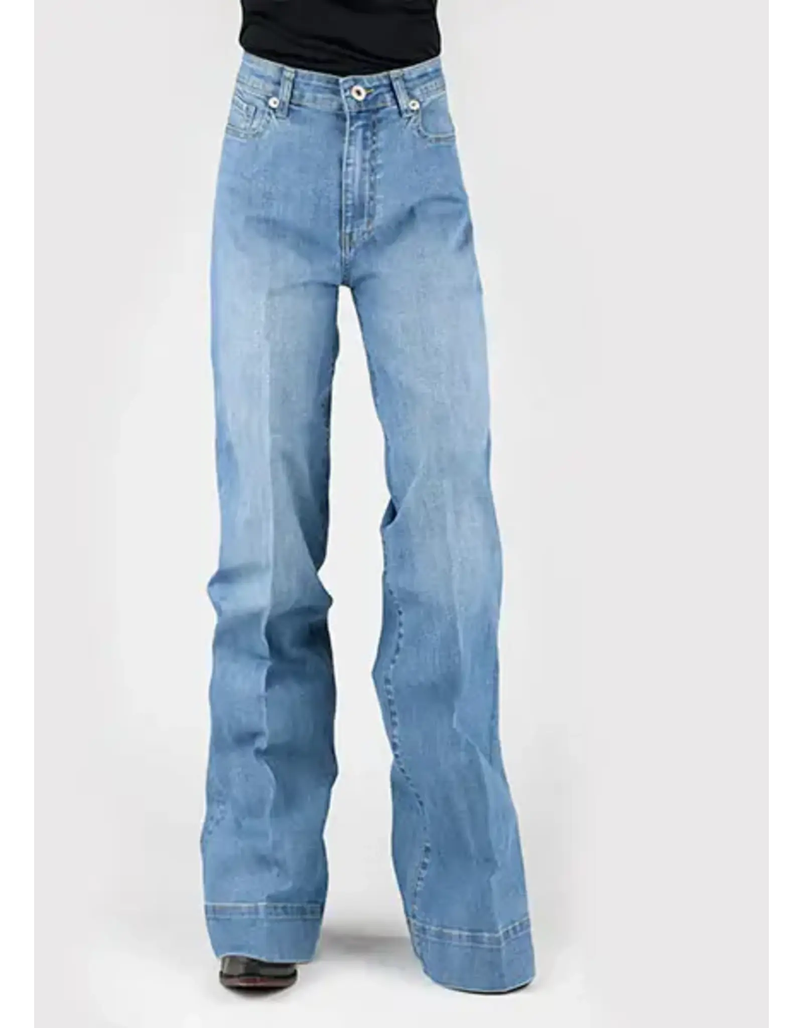 STETSON JEAN WMS STETSON WIDE LEG MED WASH DENIM DIAGONAL PIECED BACK PKT