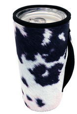 TUMBLER DRINK SLEEVE BLK/WHT COWHIDE