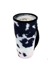 TUMBLER DRINK SLEEVE BLK/WHT COWHIDE