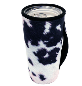 TUMBLER DRINK SLEEVE BLK/WHT COWHIDE