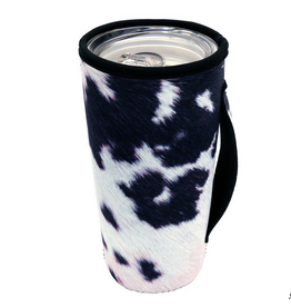 TUMBLER DRINK SLEEVE BLK/WHT COWHIDE