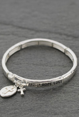 BRACELET STRETCH "FAITH, HOPE, AND LOVE" CROSS CHARM