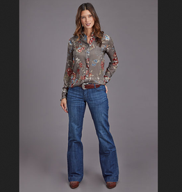 STETSON SHIRT WMS STETSON VINTAGE TAPESTRY GRAY W/ FLOWERS
