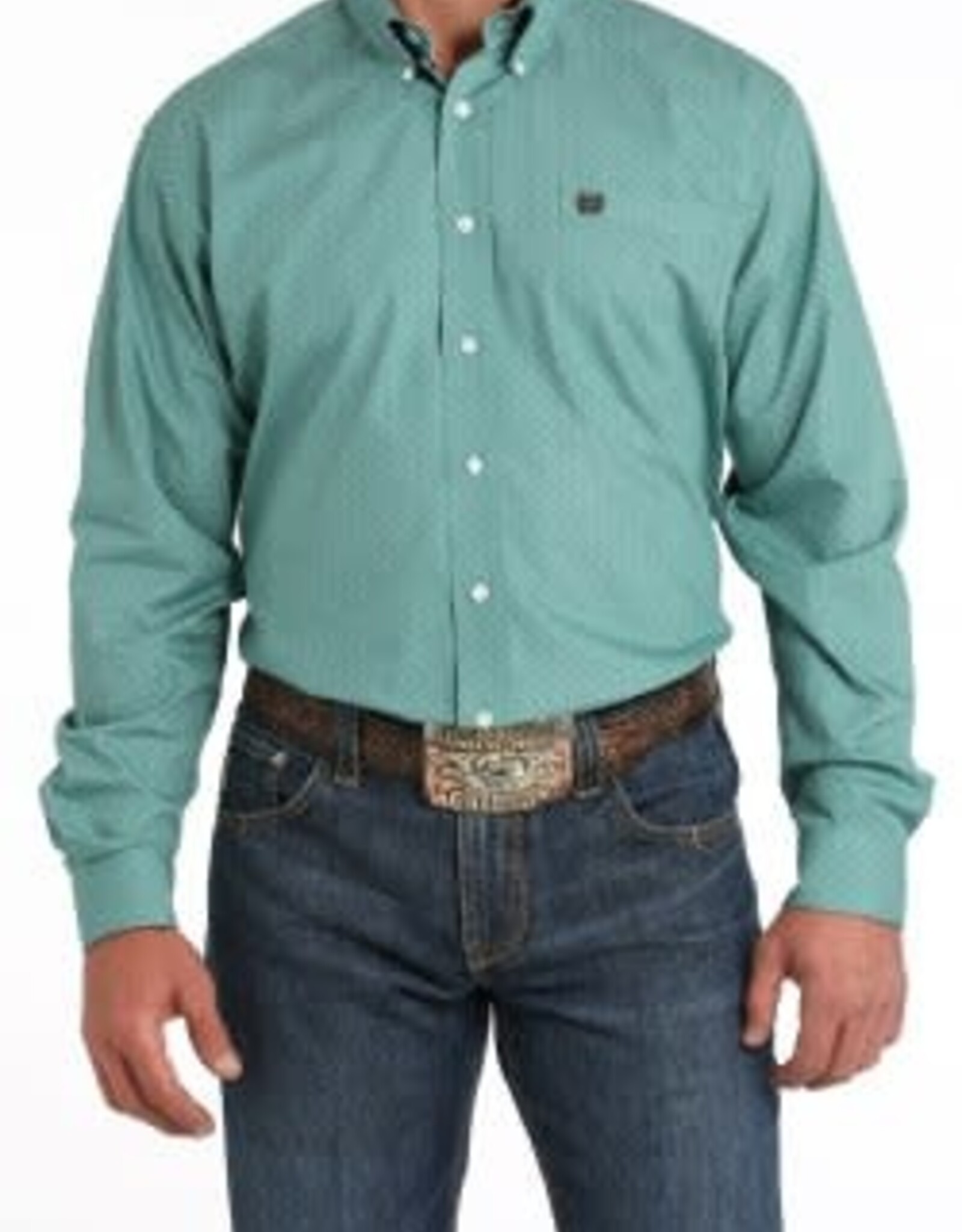 CINCH SHIRT MNS L/S GEO PRINT GREEN