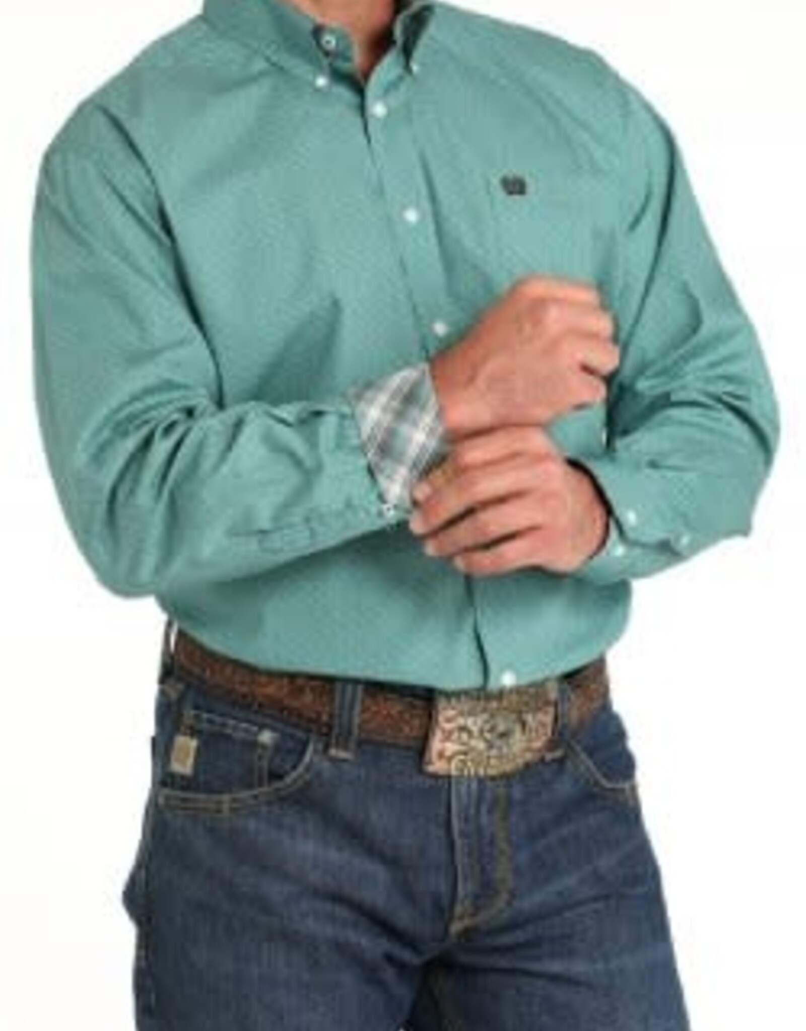 CINCH SHIRT MNS L/S GEO PRINT GREEN
