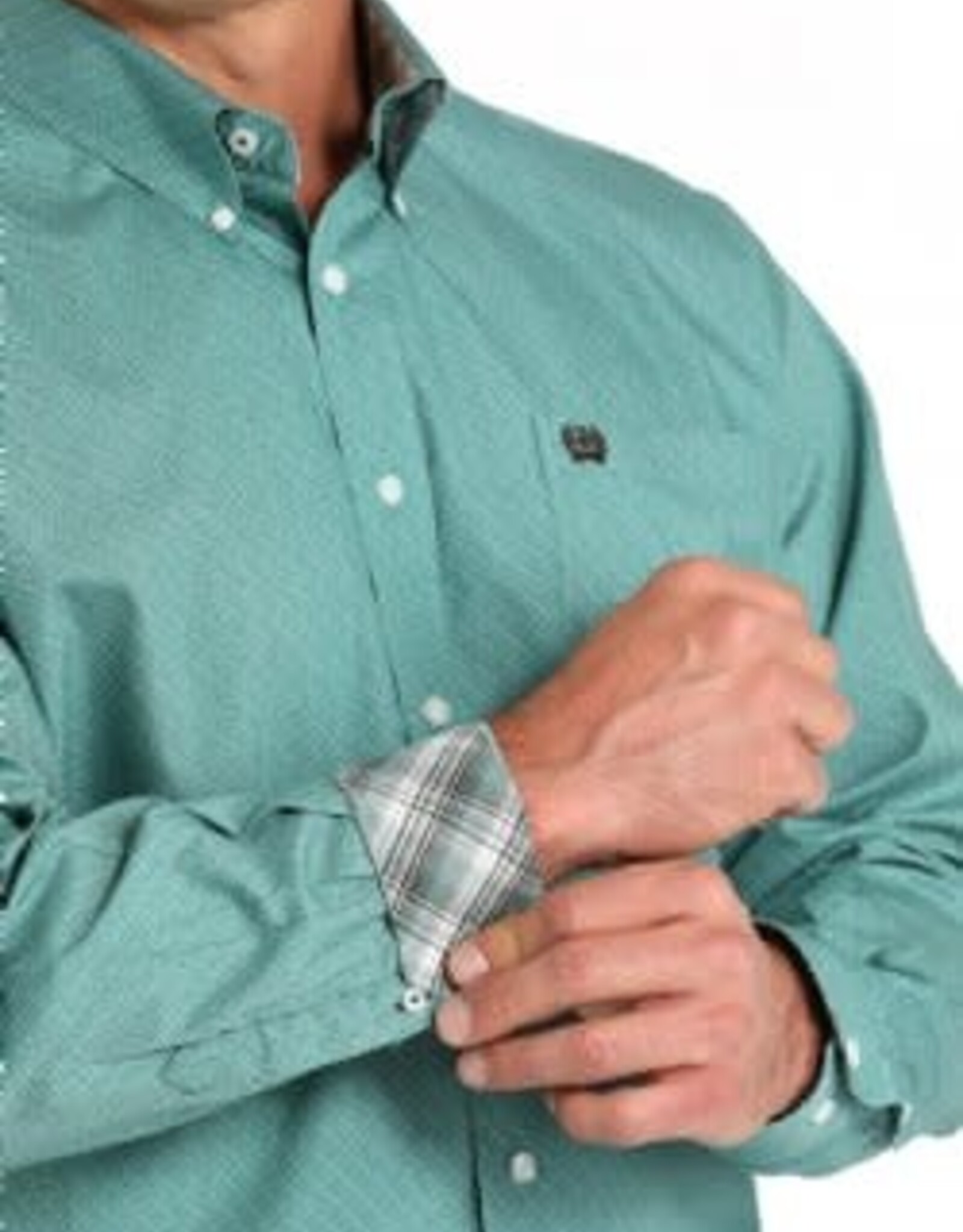CINCH SHIRT MNS L/S GEO PRINT GREEN