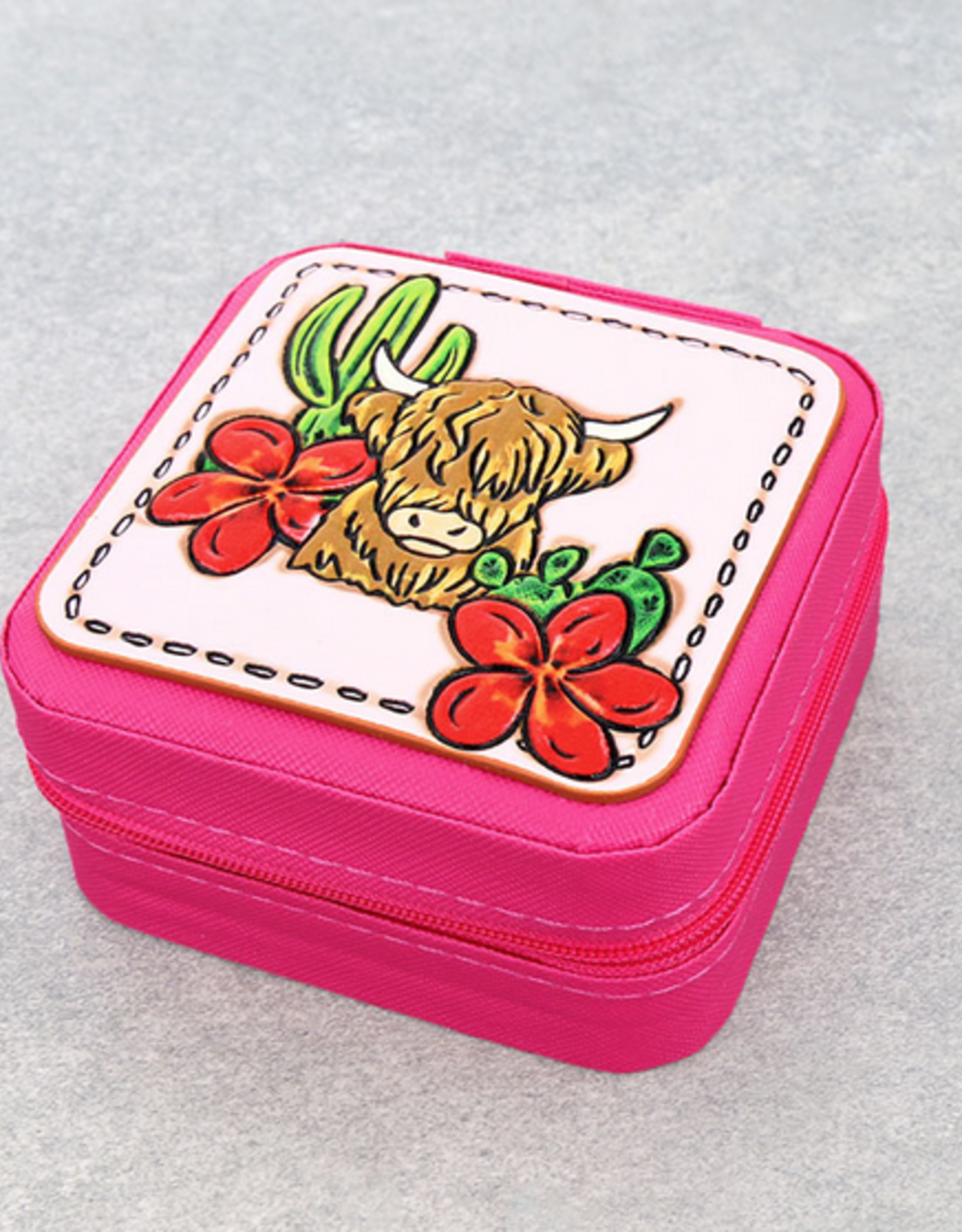 JEWELRY BOX TRAVEL SQUARE LEATHER