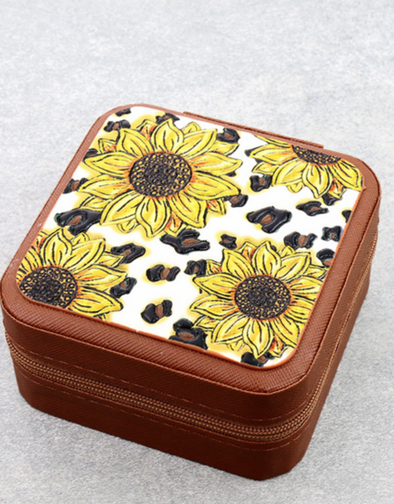 JEWELRY BOX TRAVEL SQUARE LEATHER