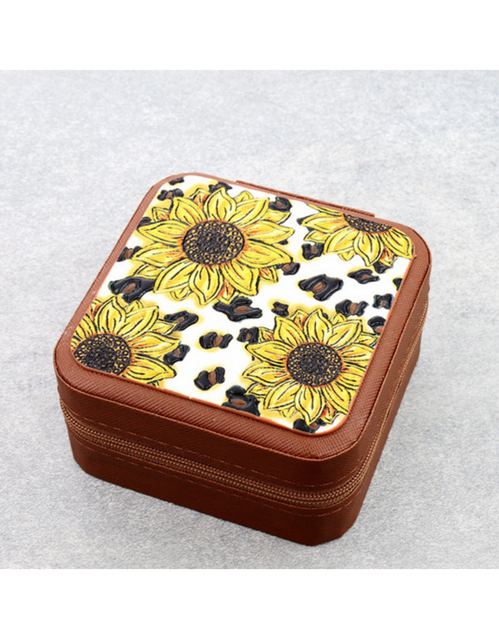 JEWELRY BOX TRAVEL SQUARE LEATHER
