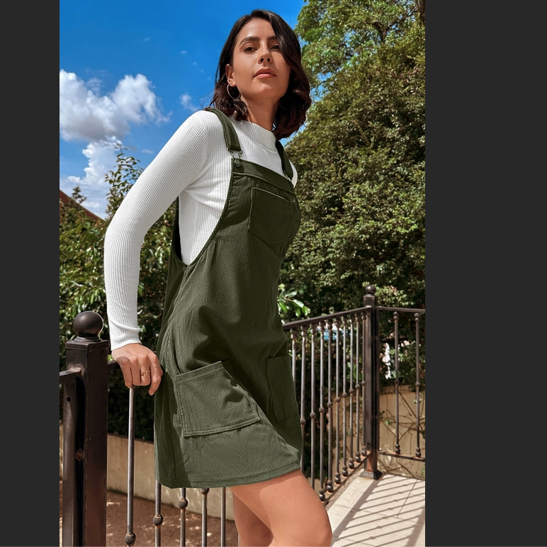 DRESS OVERALL CORDUROY SLEEVELESS GREEN Robinson s Family Feed
