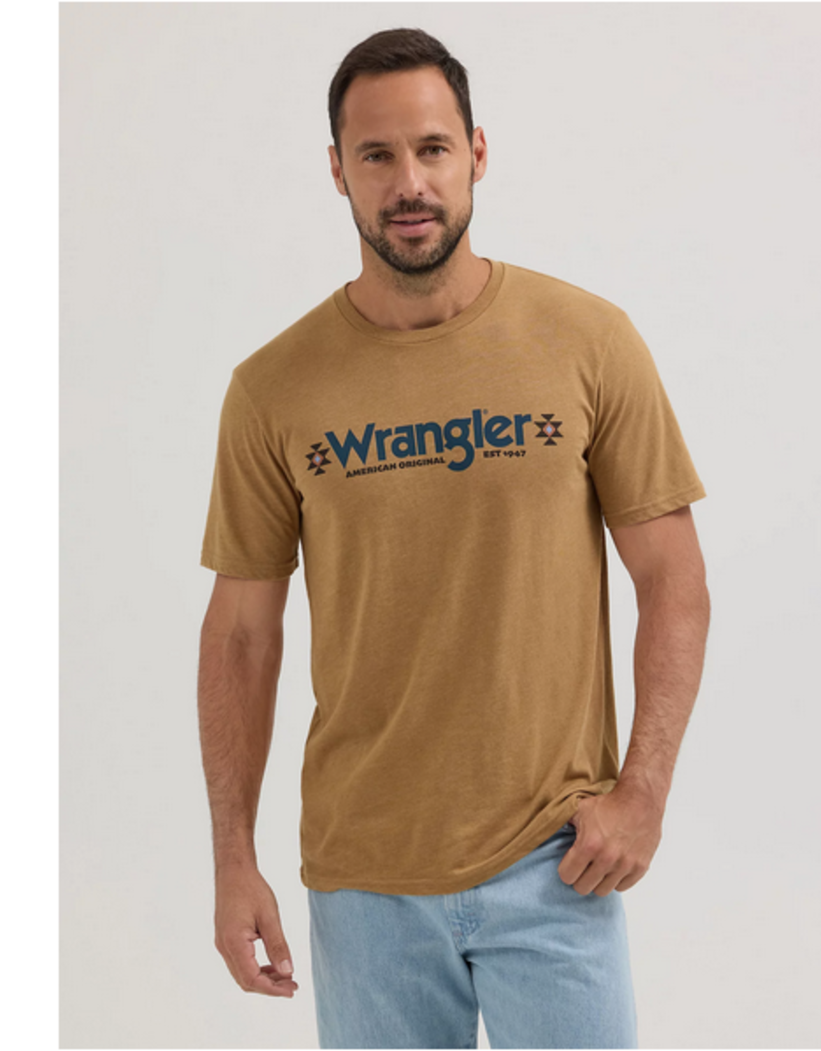 T-SHIRT MENS WRANGLER BRWN W/ SOUTHWEST LOGO