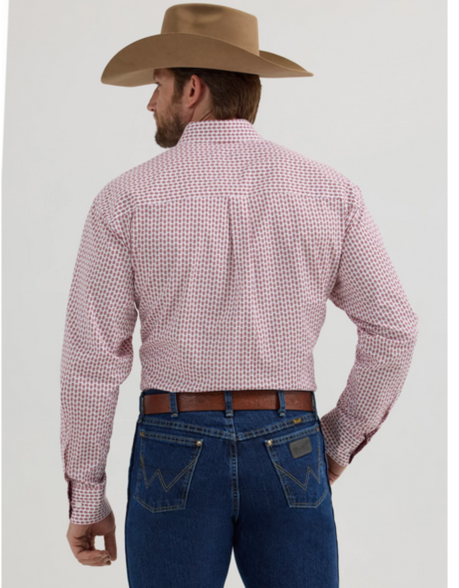 SHIRT MENS WRANGLER LS WHITE W/ RED ARROWS