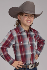 ROPER SHIRT BOYS ROPER LS WINE AND SMOKE PLAID