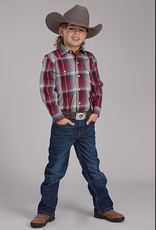 ROPER SHIRT BOYS ROPER LS WINE AND SMOKE PLAID