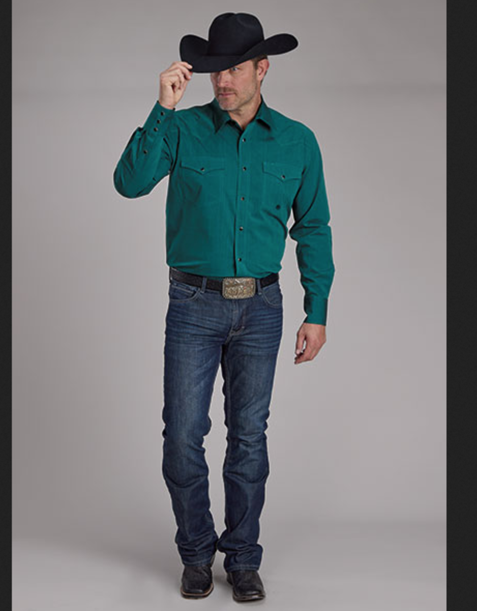 ROPER SHIRT MENS ROPER TEAL LS BUTTON UP