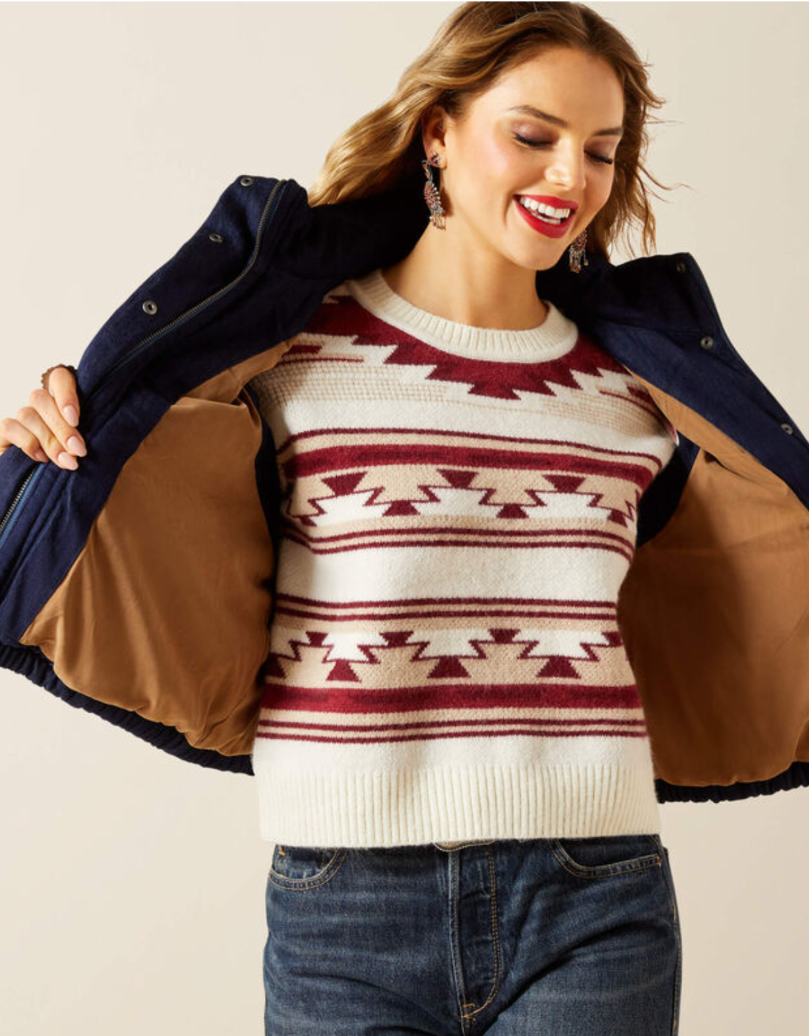 ARIAT VEST WMS DENIM WESTERN SWIRLS