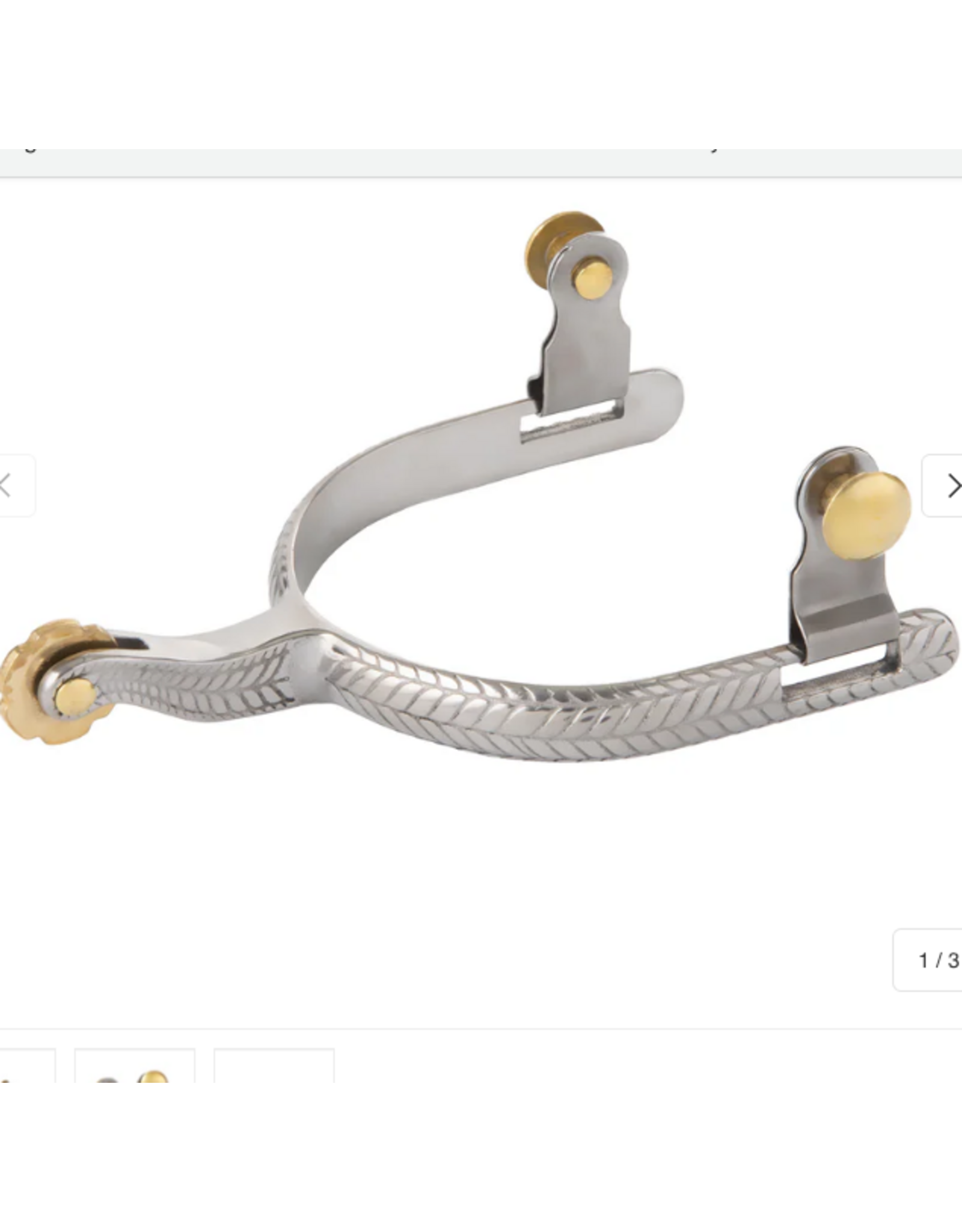 MENS ROPING SPURS WITH ENGRAVED BAND