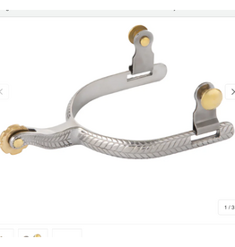 MENS ROPING SPURS WITH ENGRAVED BAND