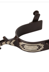 SPUR MENS ANTIQUE WESTERN ENGRAVED SILVER TRIM