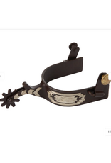 SPUR MENS ANTIQUE WESTERN ENGRAVED SILVER TRIM