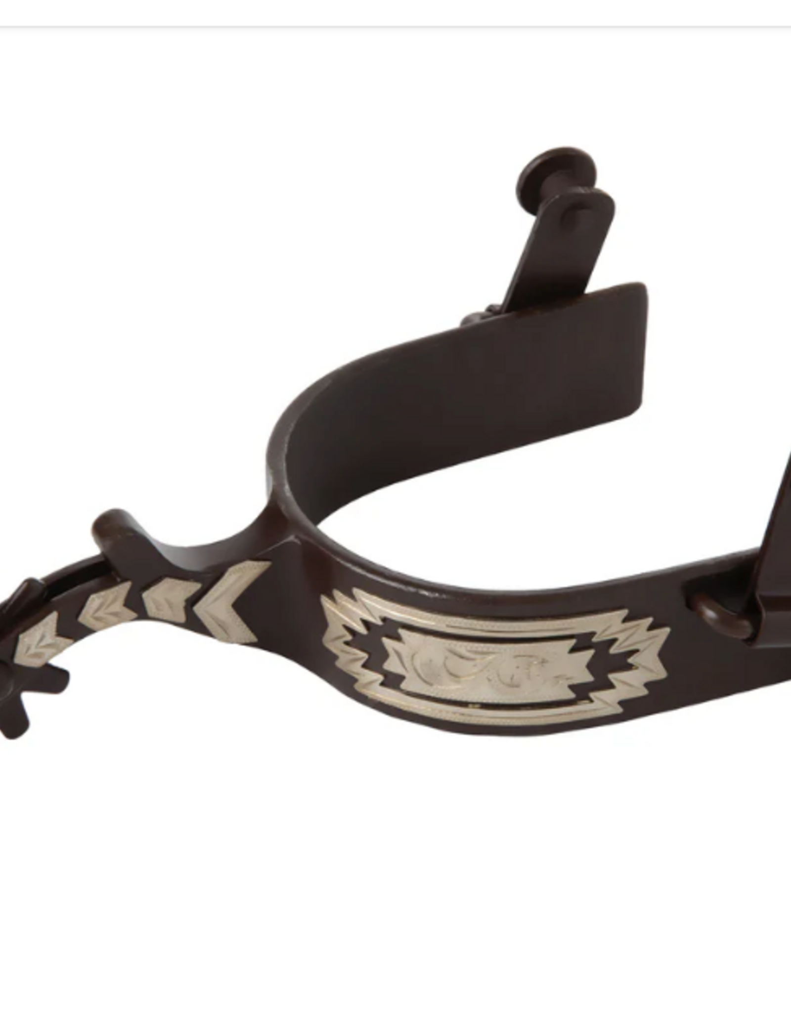 SPUR MENS ANTIQUE WESTERN ENGRAVED SILVER TRIM