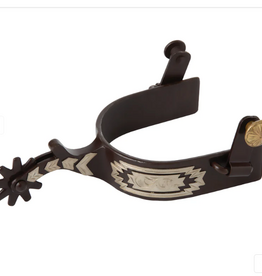 SPUR MENS ANTIQUE WESTERN ENGRAVED SILVER TRIM