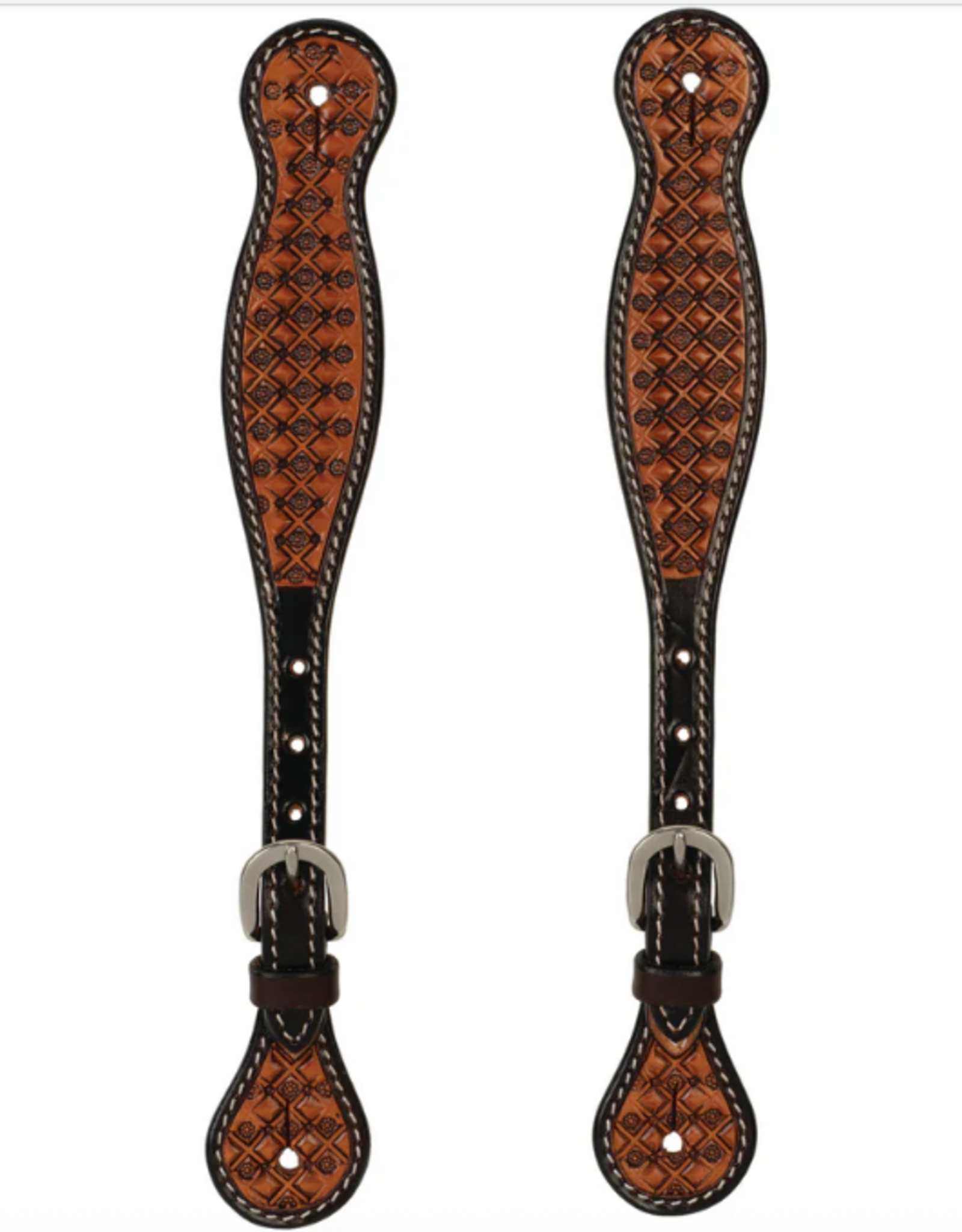 SPUR STRAPS FLORET TOOLED LEATHER