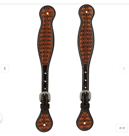 SPUR STRAPS FLORET TOOLED LEATHER