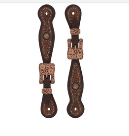 SPUR STRAPS WESTERN FLORAL LEATHER