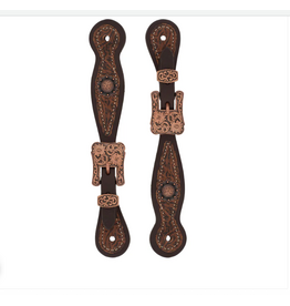 SPUR STRAPS WESTERN FLORAL LEATHER