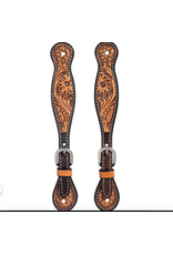 SPUR STRAP WOMENS FLORAL TOOLED