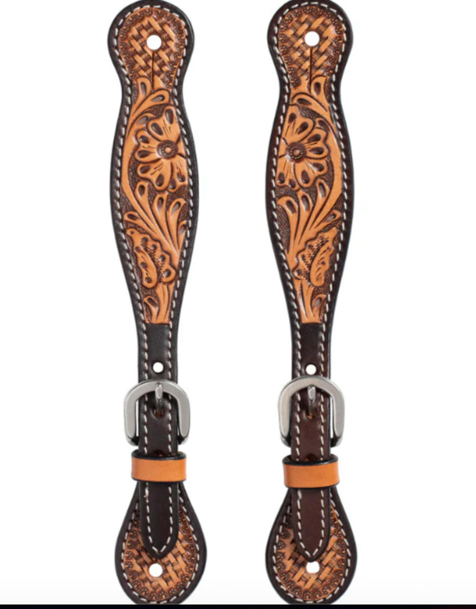 SPUR STRAP WOMENS FLORAL TOOLED