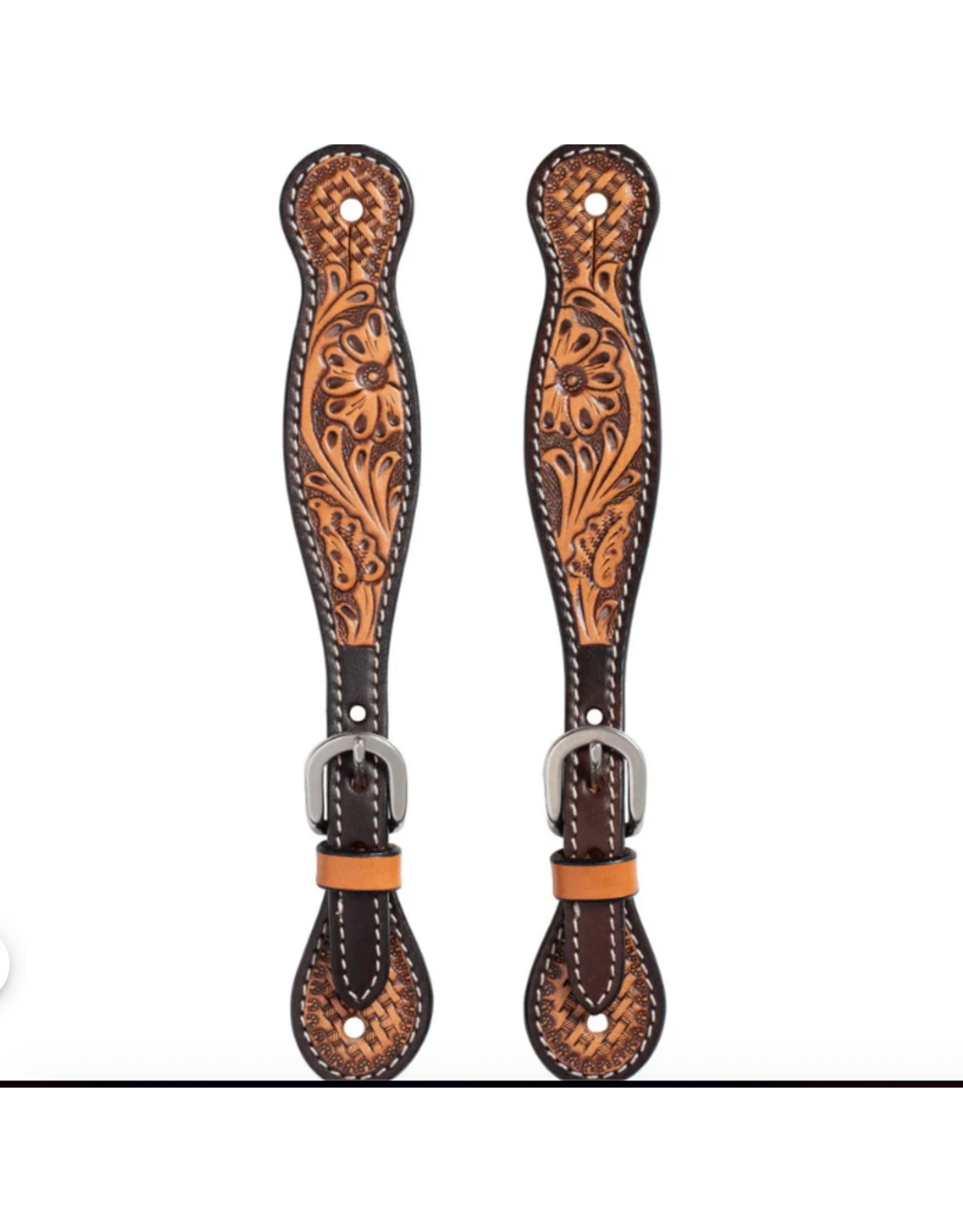 SPUR STRAP WOMENS FLORAL TOOLED