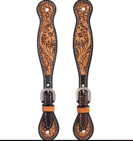 SPUR STRAP WOMENS FLORAL TOOLED
