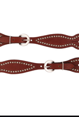 BRIDLE LEATHER SPUR STRAPS WITH METAL CONCHOS