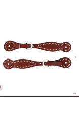 BRIDLE LEATHER SPUR STRAPS WITH METAL CONCHOS