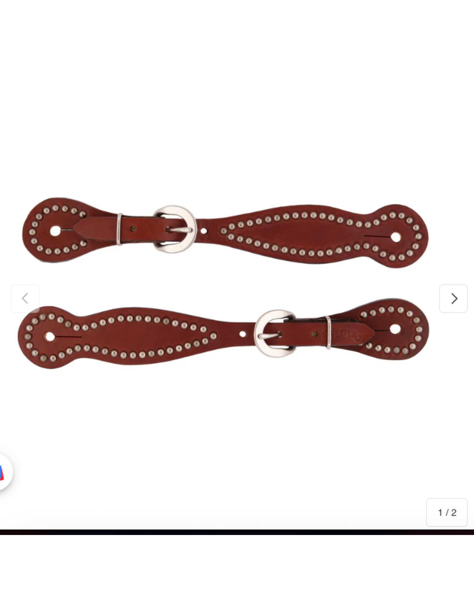 BRIDLE LEATHER SPUR STRAPS WITH METAL CONCHOS