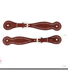 BRIDLE LEATHER SPUR STRAPS WITH METAL CONCHOS