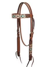 HEADSTALL BROWBAND LEATHER WITH  AZTEC