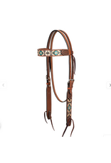 HEADSTALL BROWBAND LEATHER WITH  AZTEC