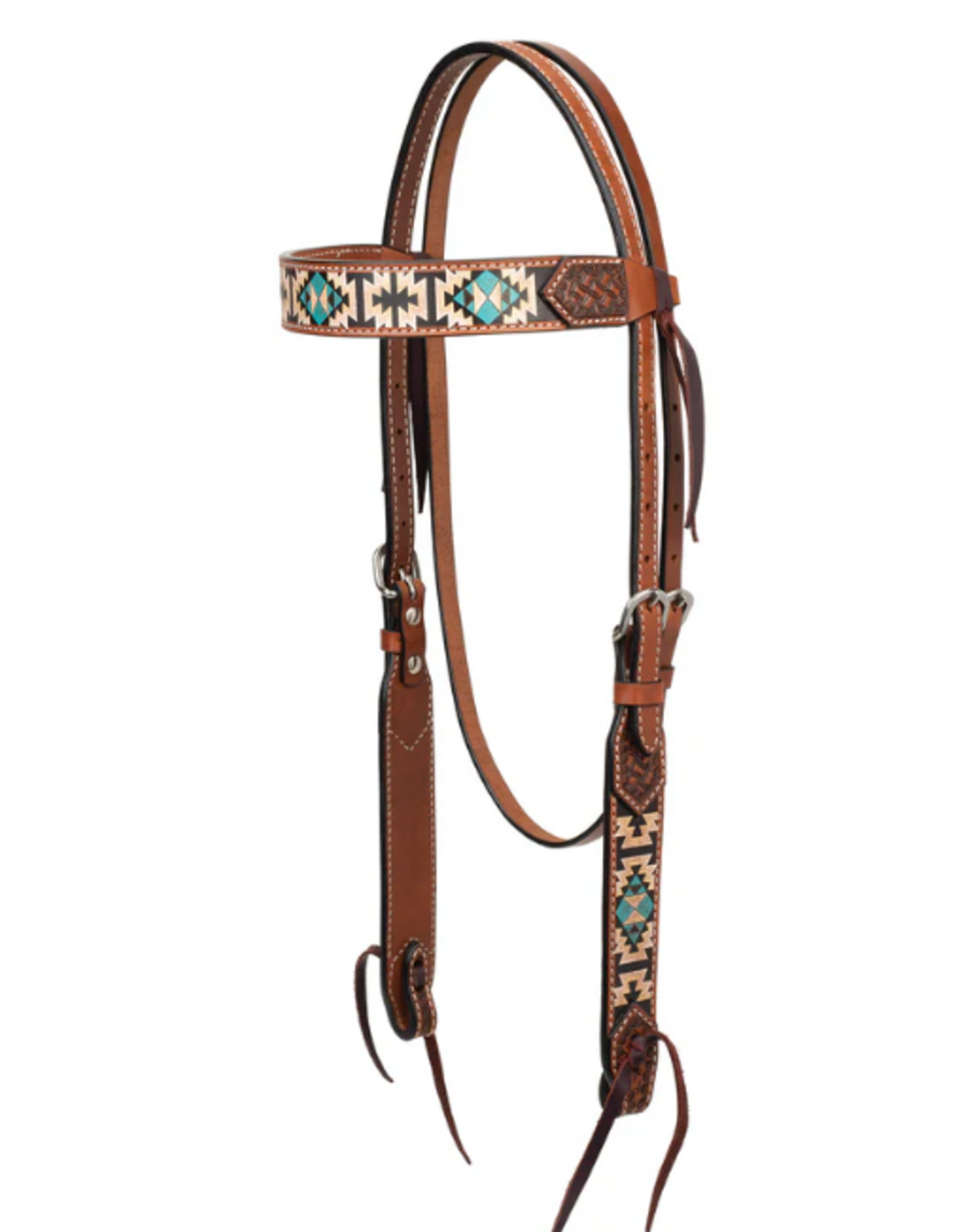 HEADSTALL BROWBAND LEATHER WITH  AZTEC