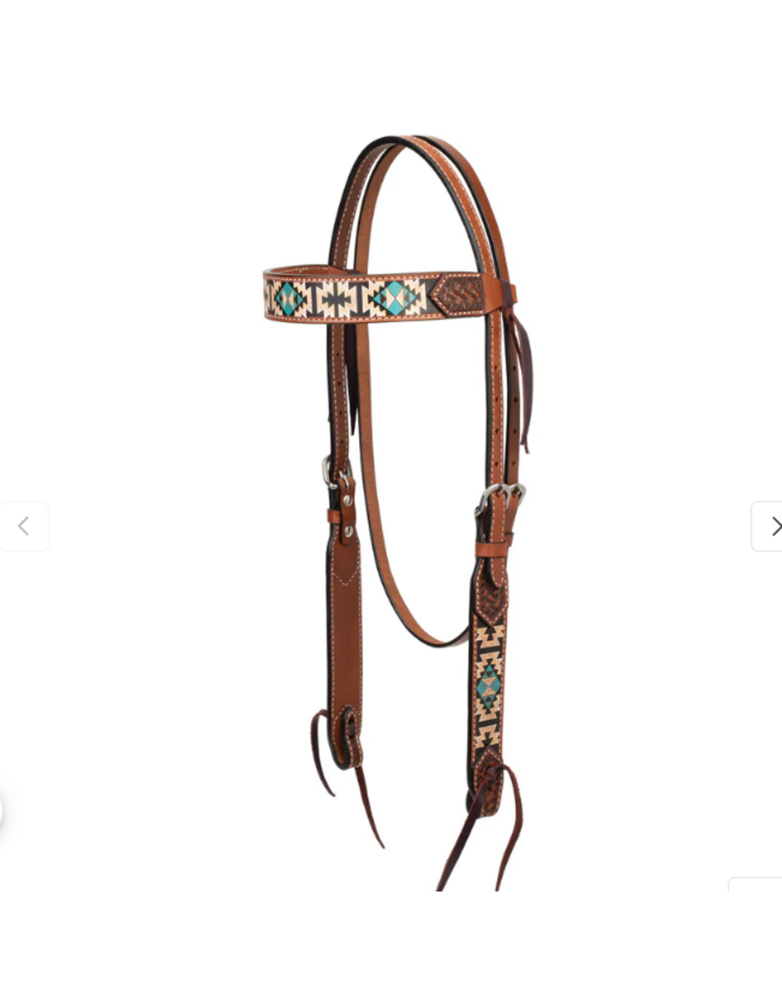 HEADSTALL BROWBAND LEATHER WITH  AZTEC