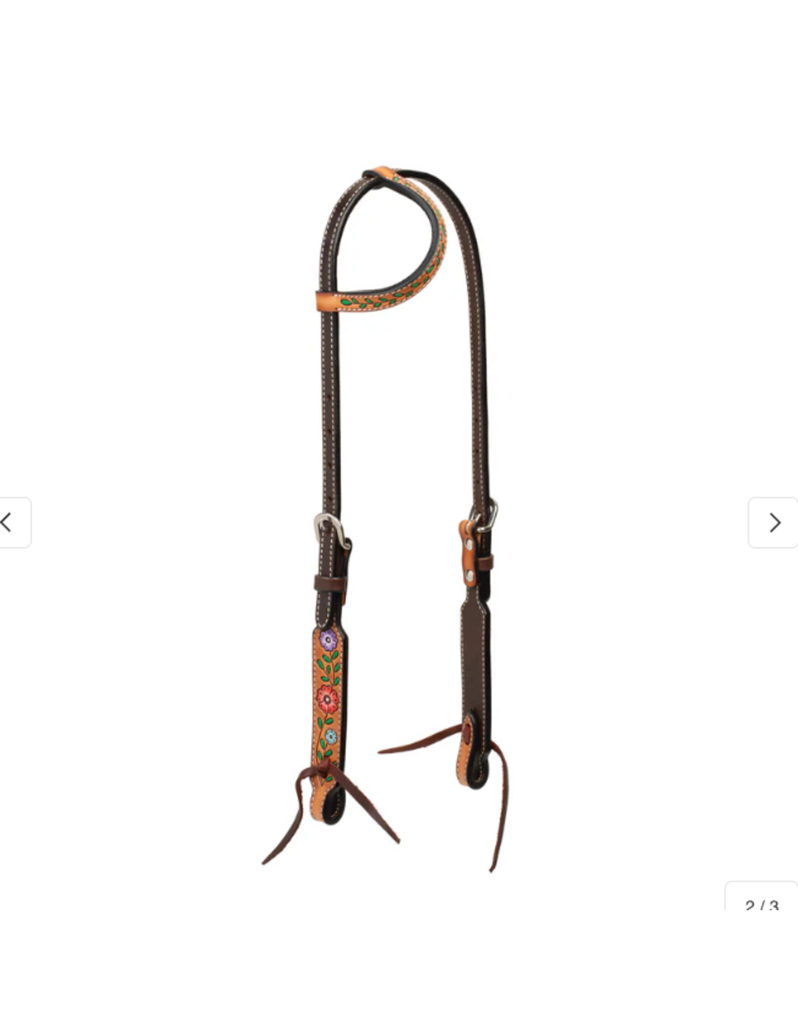 HEADSTALL SLIDING EAR FLORAL VINE