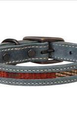 DOG COLLAR LEATHER  GRAY "INDIGO SKY"