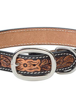 DOG COLLAR LEATHER TOOLED FLORAL