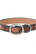 DOG COLLAR LEATHER TOOLED FLORAL