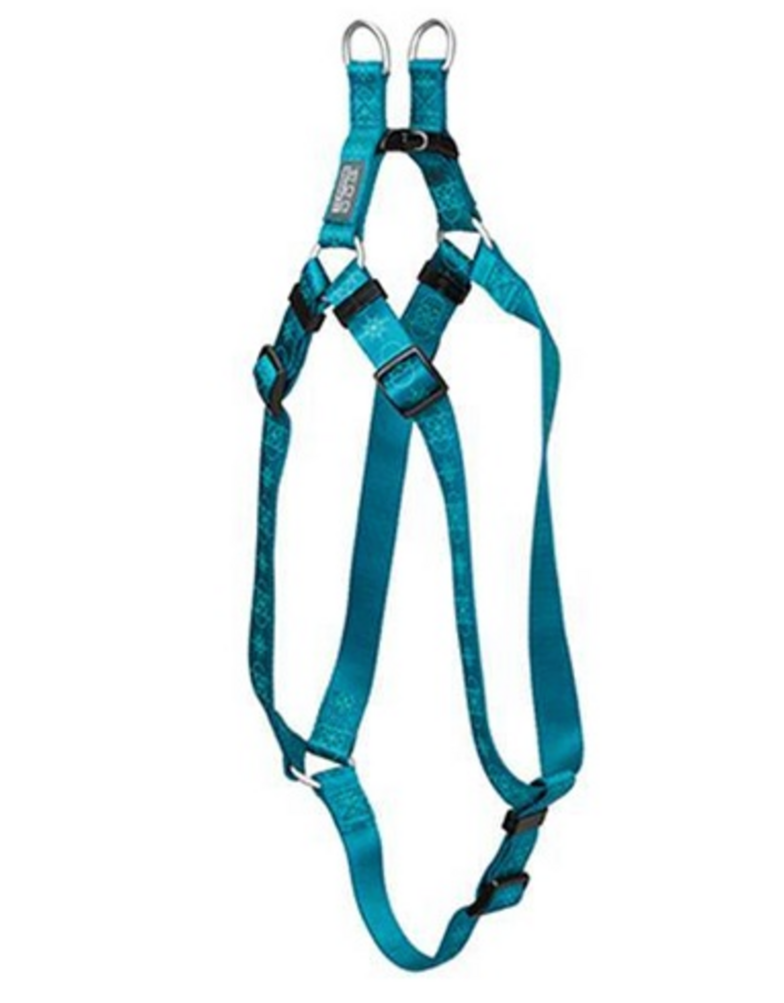 DOG HARNESS TEAL GEO PRINT