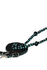 BRAIDED BARREL RACING REIN POLYESTER TEAL & BLACK