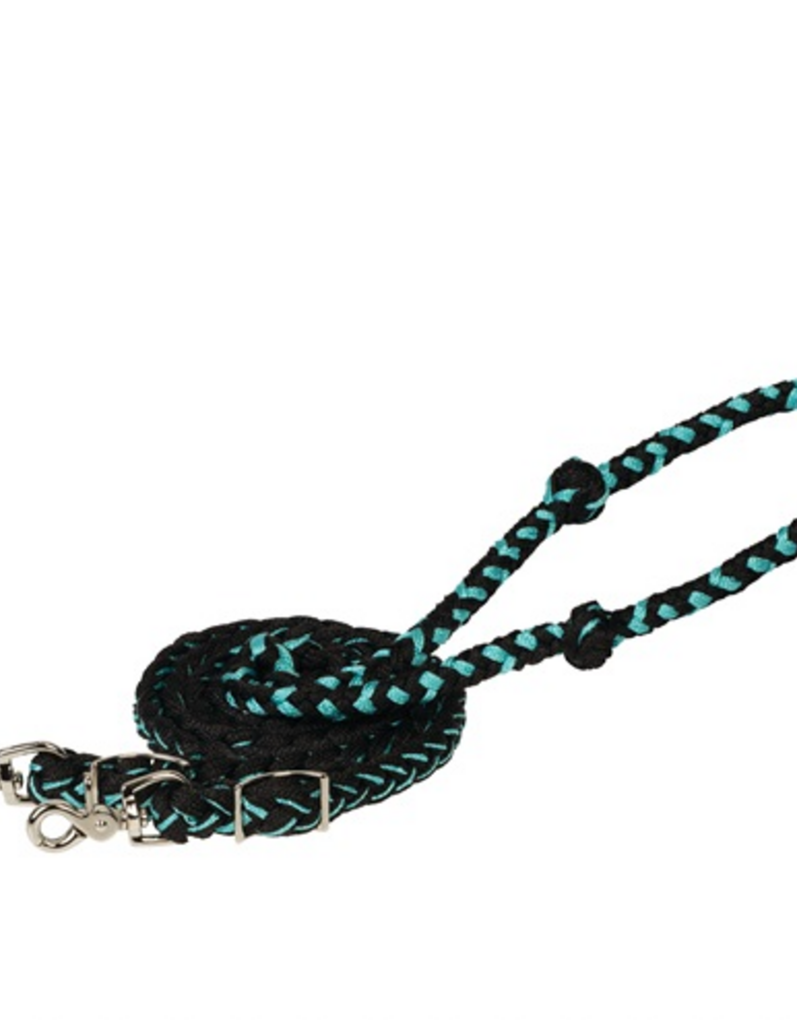 BRAIDED BARREL RACING REIN POLYESTER TEAL & BLACK