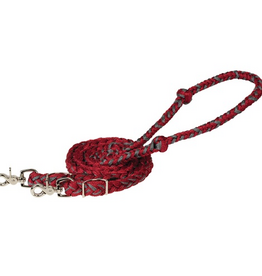 BRAIDED BARREL RACING REIN POLYESTER RED & GRAY